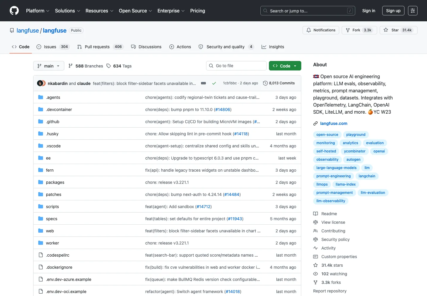 Langfuse GitHub 页面