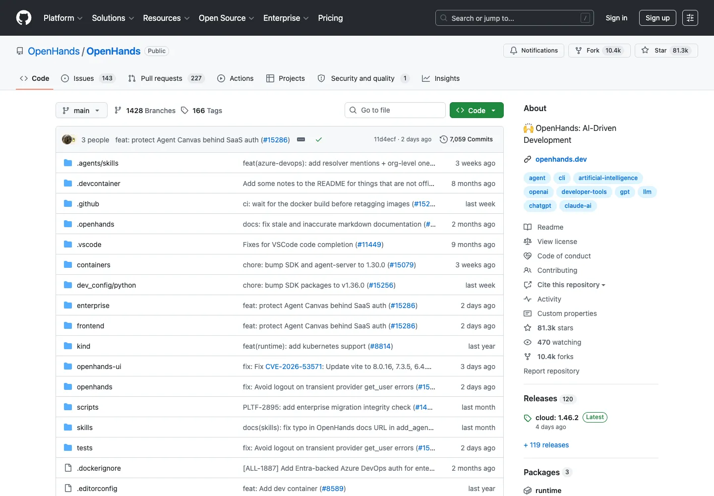 OpenHands GitHub 页面
