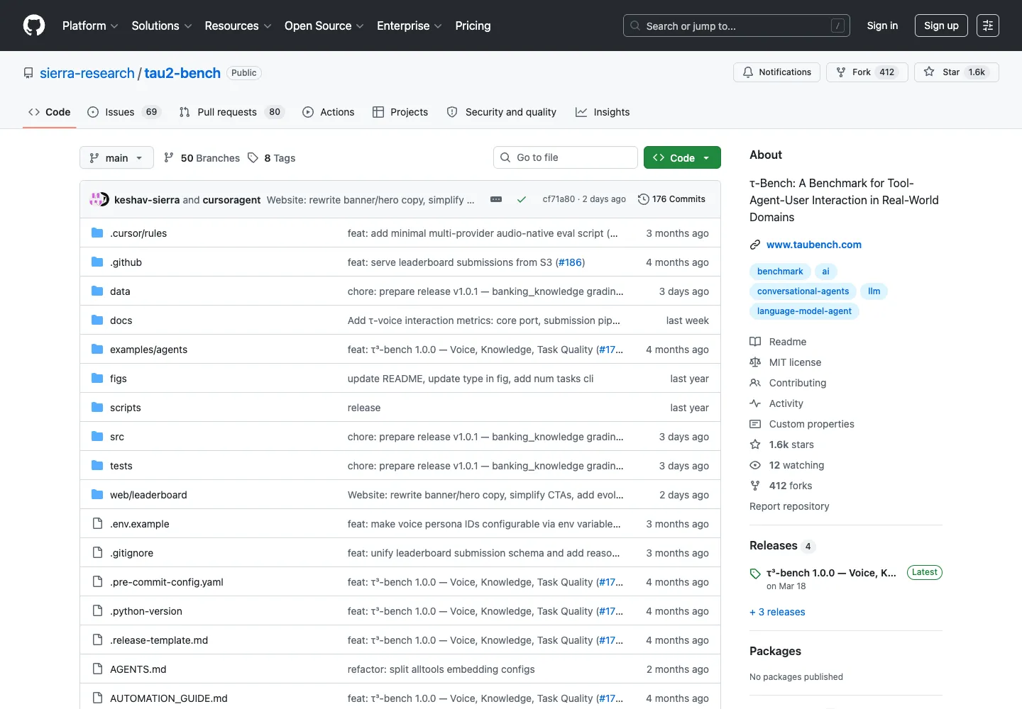 τ²-bench GitHub 页面