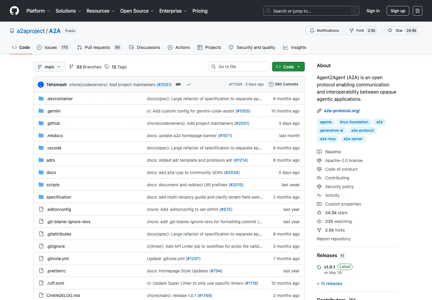A2A 官方 GitHub 页面