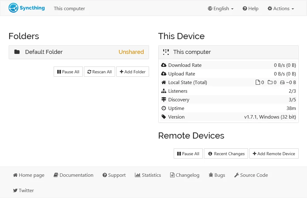 Syncthing Web GUI