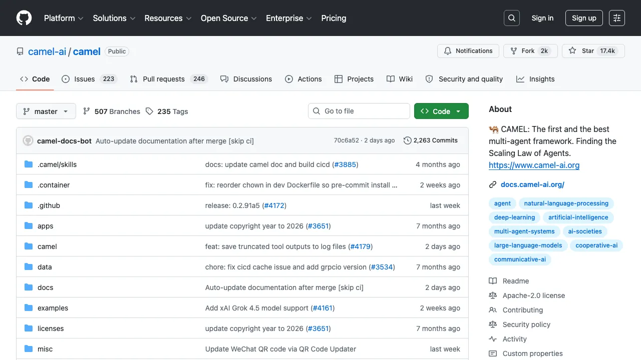 CAMEL GitHub 页面