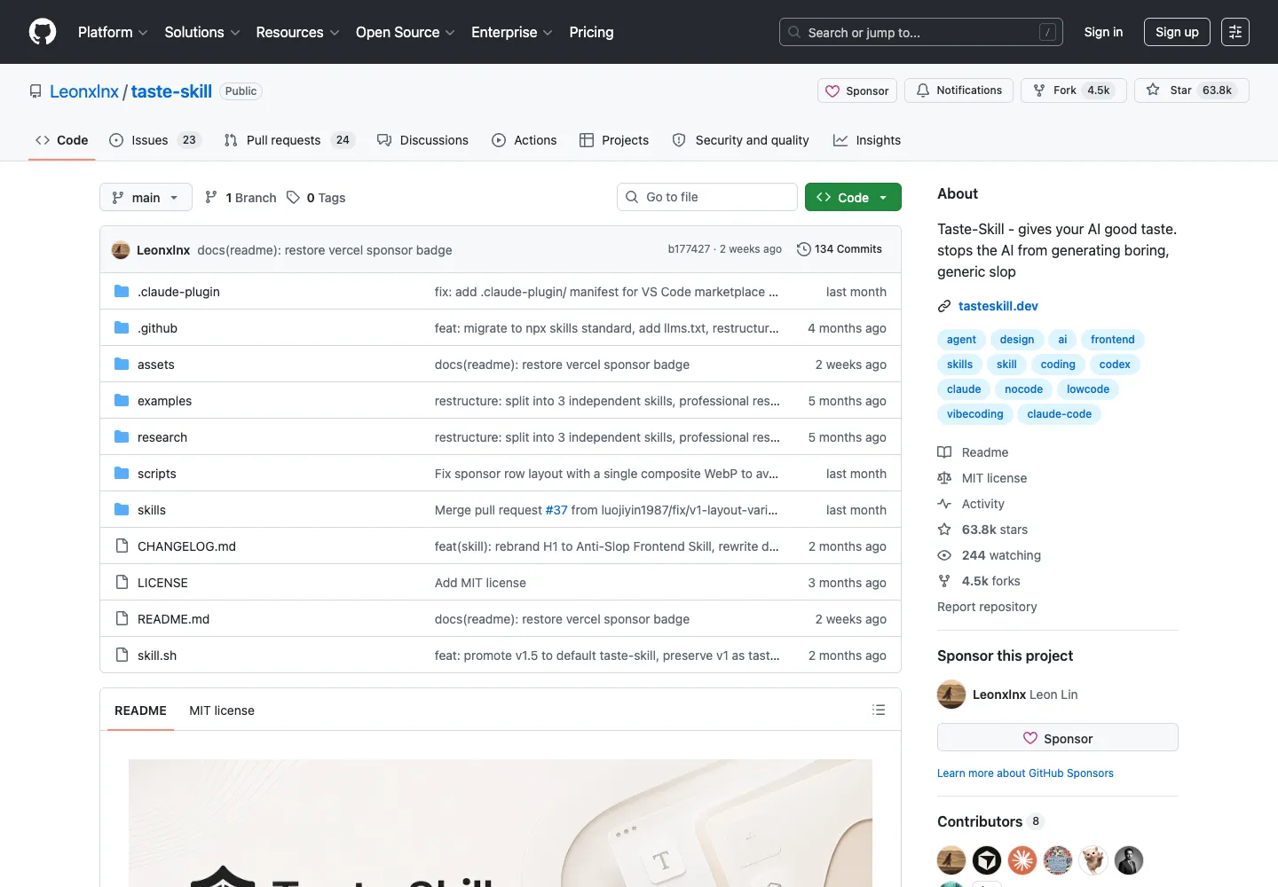 Taste Skill GitHub 仓库与热度数据